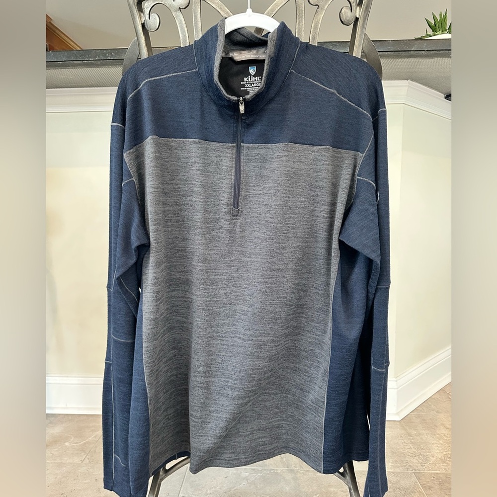 Kuhl Signature Men's Half-Zip Two-Tone Sweater - Navy & Gray